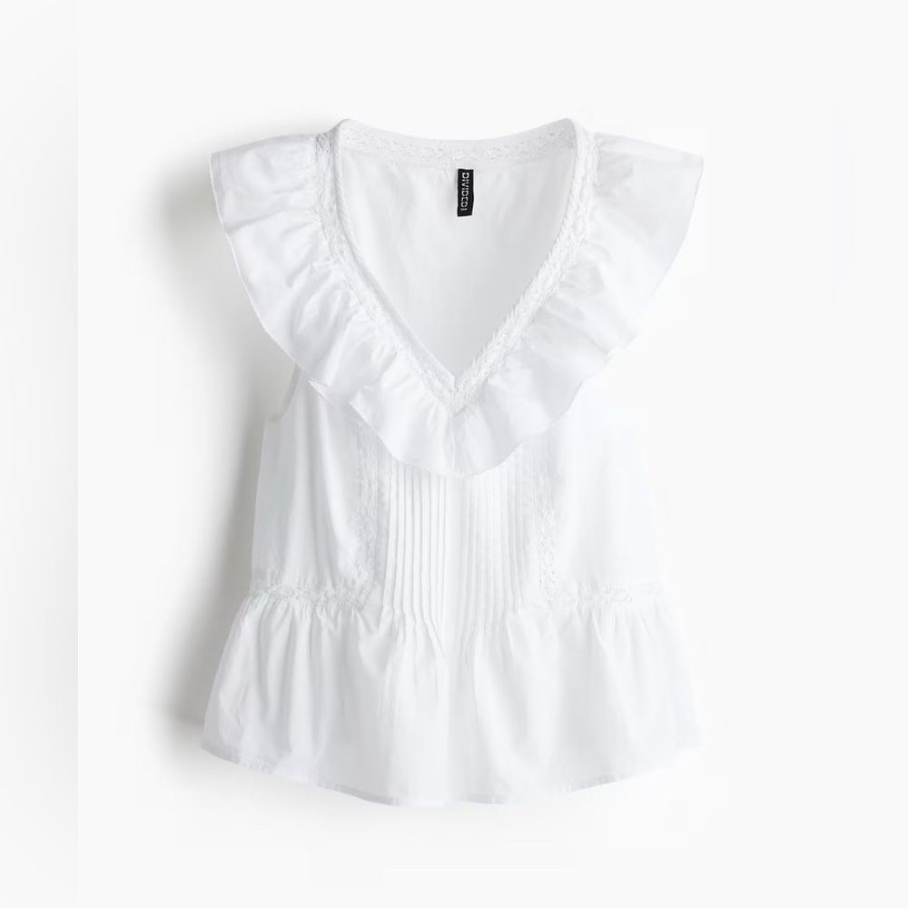 H&M White Ruffled Blouse